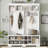 Modern Hallway Hall Tree with Metal Hooks and Storage Space, Multi-Functional Entryway Coat Rack with Shoe Cubbies, White-129159893