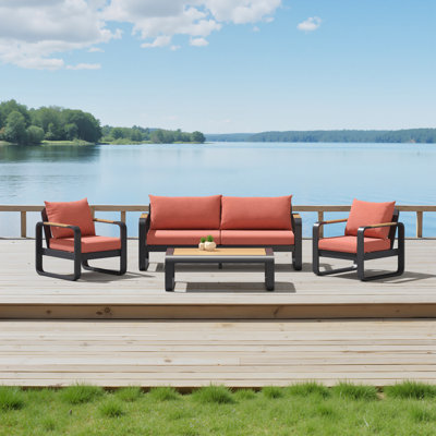 Andes 4-Piece Sunbrella® Outdoor Patio Seating Set - Play Adobe