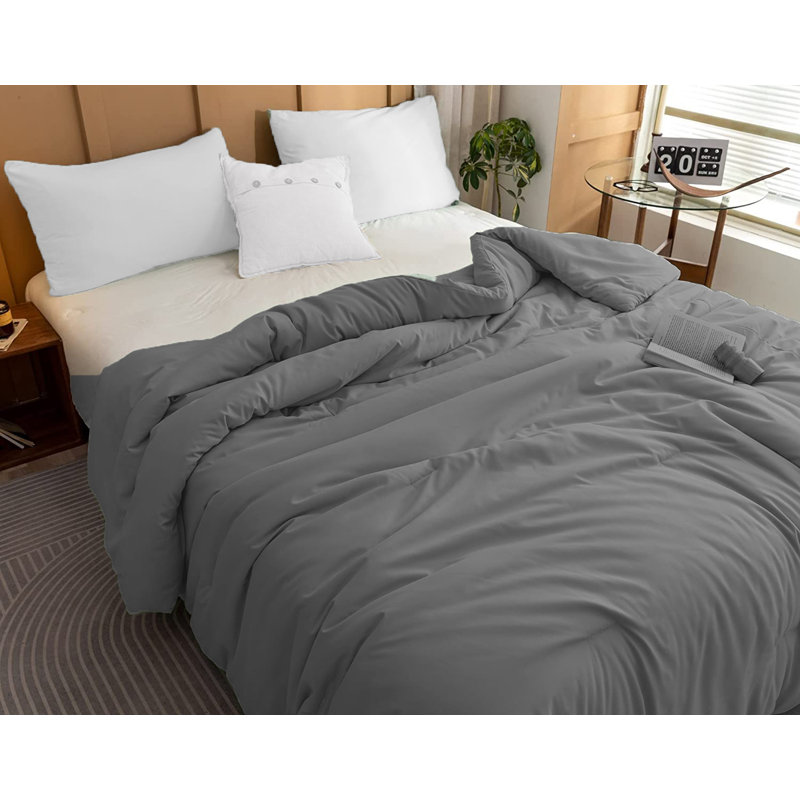 Édredon luxueux en microfibre légère luxueuse gris foncé, Édredon très grand
