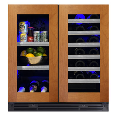 XO Appliance 29.88'' W Built-In 66 Cans (12 oz.) 6.5 Cubic Feet Beverage Cooler with Wine Storage and Glass Door