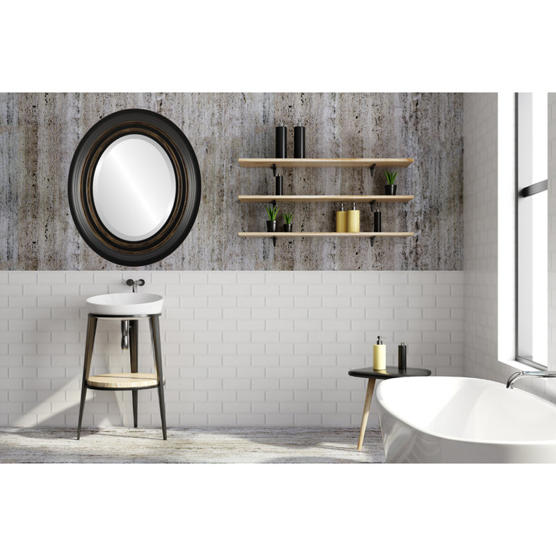 Pinter Oval Mirror, 22" x 18", Black/Gold