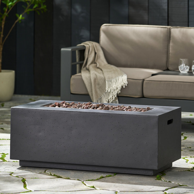 Foyer rectangulaire en béton 40 ", 40 000, gris - foyer d'extérieur pour transformer vos nuits froides, Gris foncé