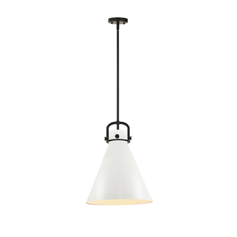 Bernhardiene 1 - Light Single Pendant, Matte Black, Matte White, 18.25" H x 14" W x 14" D