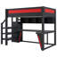 Lit mezzanine double avec bureau intégré, armoire et éclairage DEL
