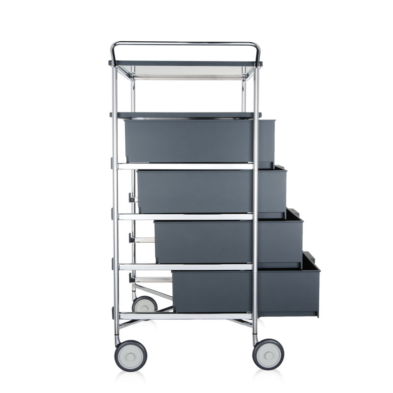 Mobil Storage Drawer, Translucent Ice, 4 Drawers with Open Shelf and Wheels