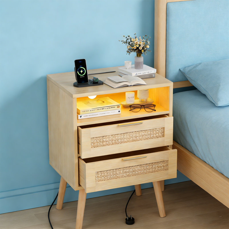 45cm W Manufactured Wood Bedside Table