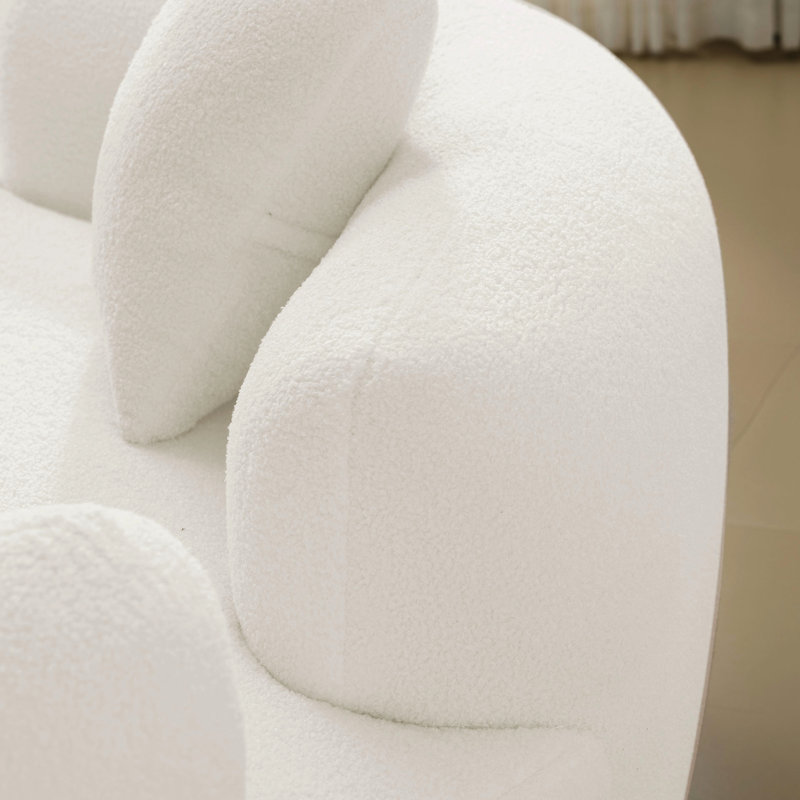 66,27 pouces incurvé, velours blanc, éponge à compression complète, sans installation, capacité de 350 lb, confortable pour les séances de détente à domicile - assemblage en velours ergonomique, assise longue