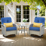Heshum 3 Piece Rattan Seating Group With Cushions