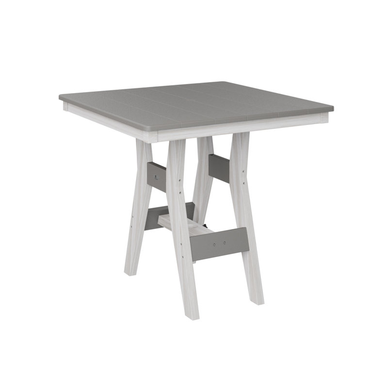 Table de salle à manger carrée 33 po Berlin Gardens Harbor, 30.37" H x 33" W x 33" D, Coquille de mer, Gris clair