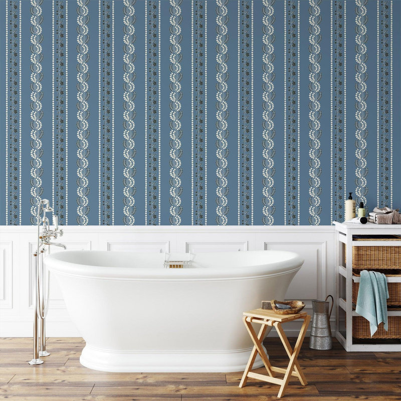 Lady Charlotte Botanic Stripe 10' L x 24" W Peel and Stick Wallpaper Roll, Olive, Faux Grasscloth