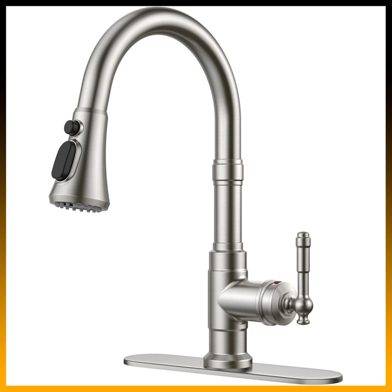Vintage Pull-Down Kitchen Faucet - High Arc Single Handle, 3-In-1 Sprayer For Farmhouse, RV, Bar (Fits 1 Or 3 Holes)