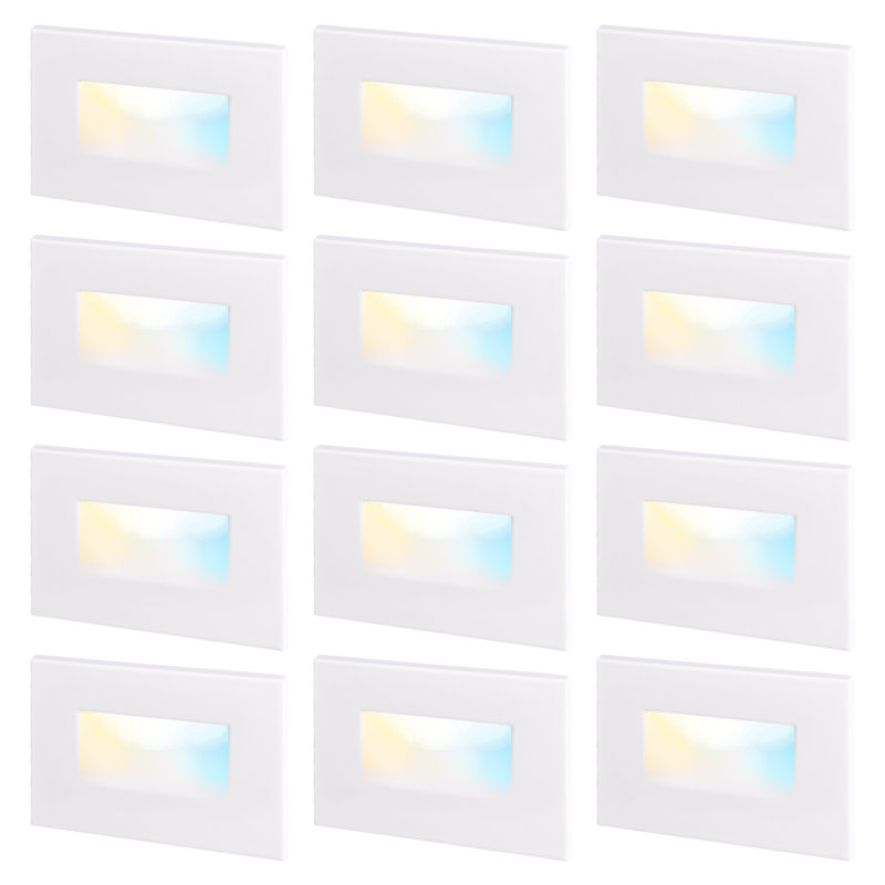 5CCT Integrated LED Stair Lights, Dimmable Aluminum LED Deck Lights for Indoor/Outdoor, CRI90, 120V Horizontal Step Lights, 150lm, White