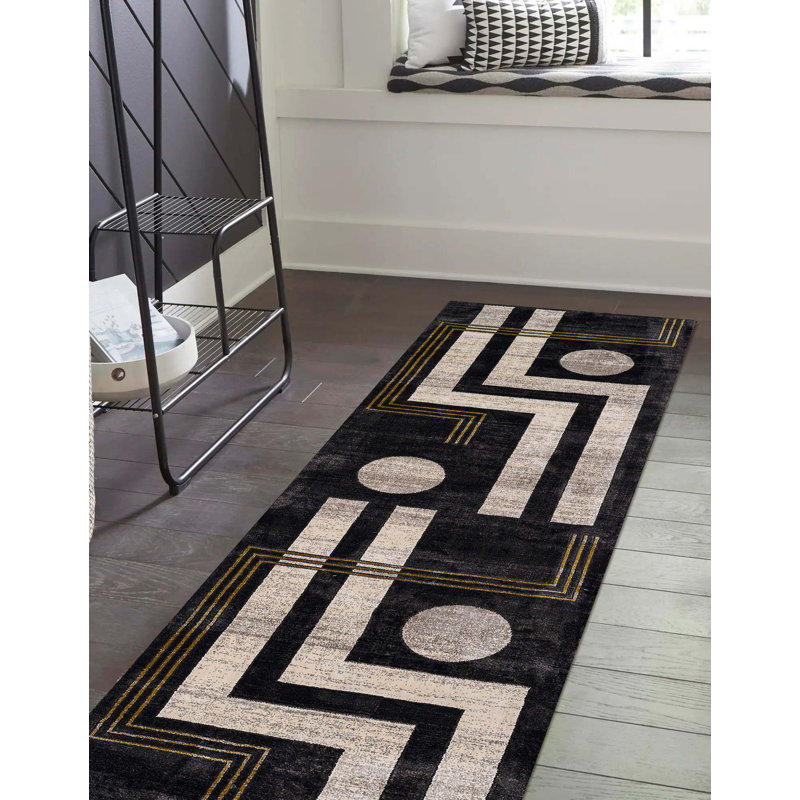 Tapis gris anthracite Goudy, Tapis de couloir 2 pi 2 po x 7 pi 7 po