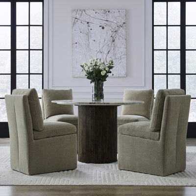 Ensemble de 4 chaises de salle à manger rembourrées avec roulettes Faouzi