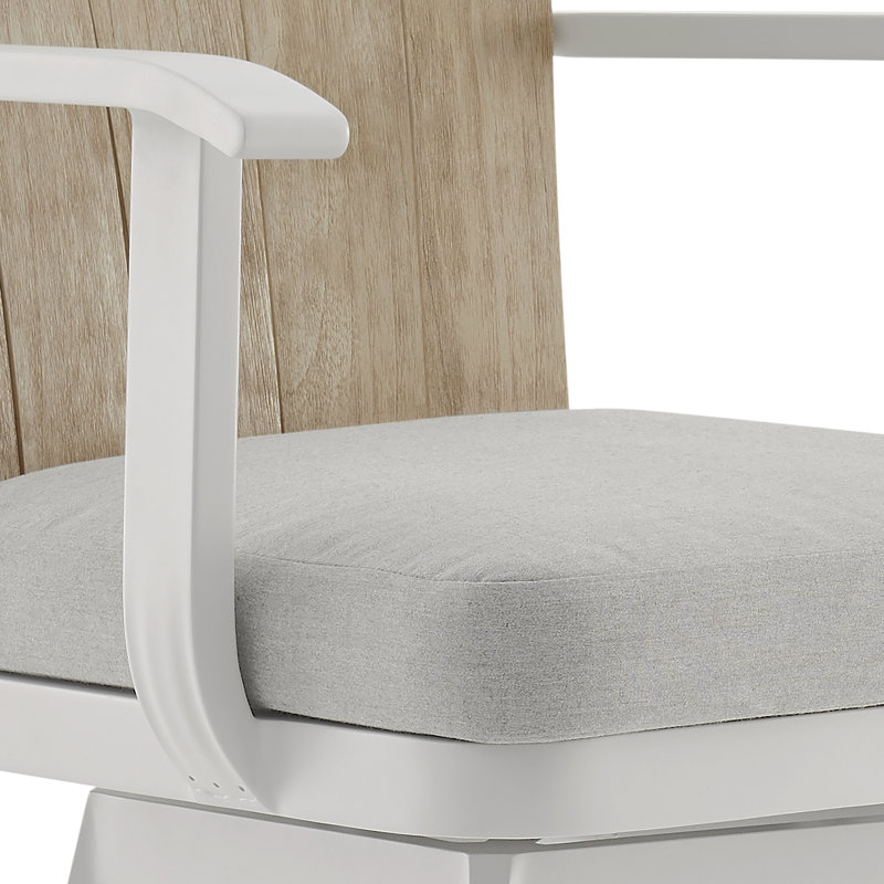 Tabourets de bar pivotants modernes, design aluminium et teck pour l'extérieur