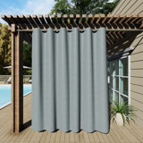Abba Solid Grommet Top Waterproof Black Out Pergola Outdoor Curtain Single Panel