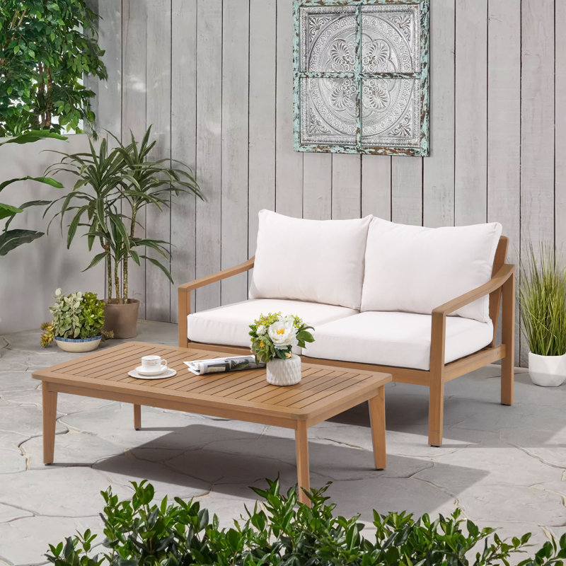 Vanover 2 - Person Outdoor Seating Group With Cushions, Cream