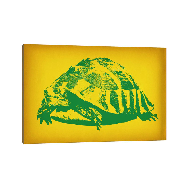 Tortue verte - impression sur toile, H 18 po x l 26 po x P 1,5 po, Toile tendue, Aucun mat
