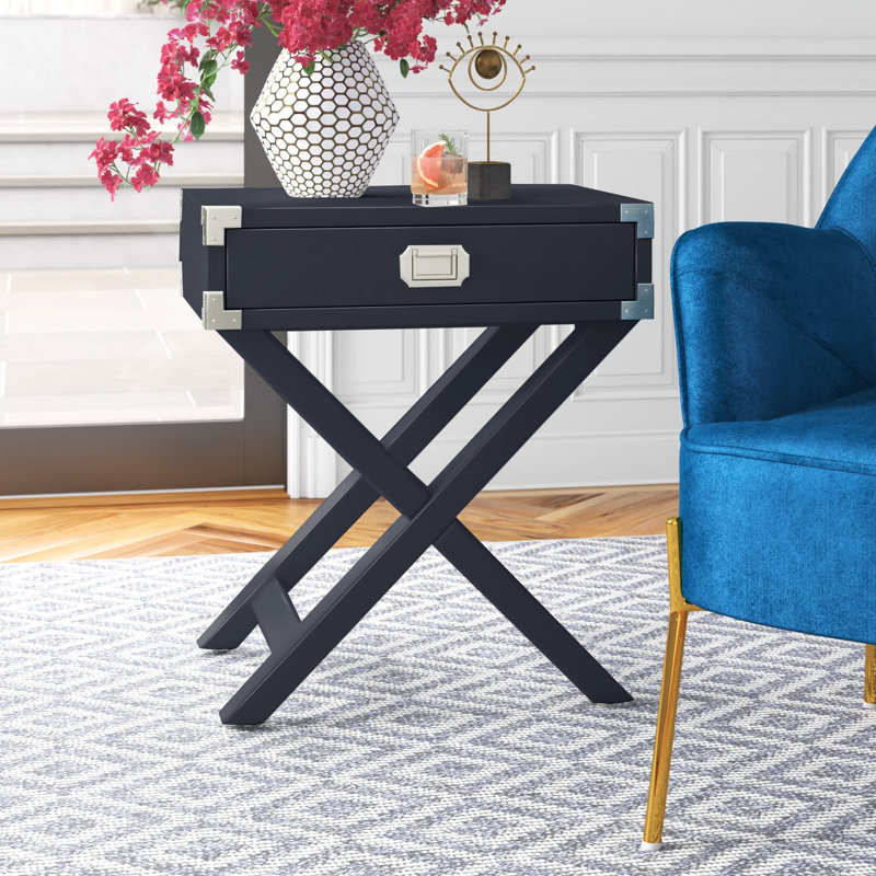 Campden End Table with Storage, Blue