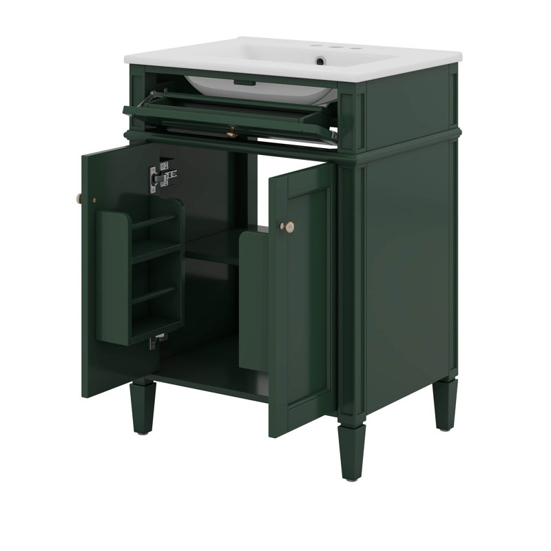Ensemble de meuble-lavabo 24 po avec lavabo, meuble-lavabo rétro, Vert