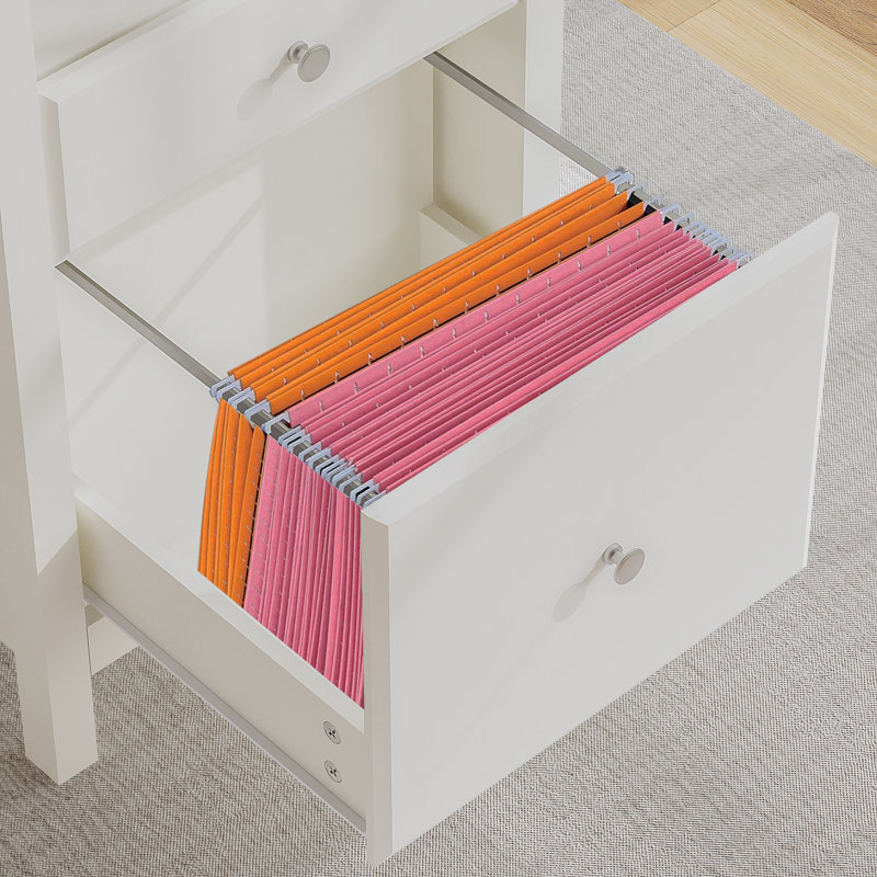 Gracie Oaks 47"Wood Writing Desk With Drawers, White