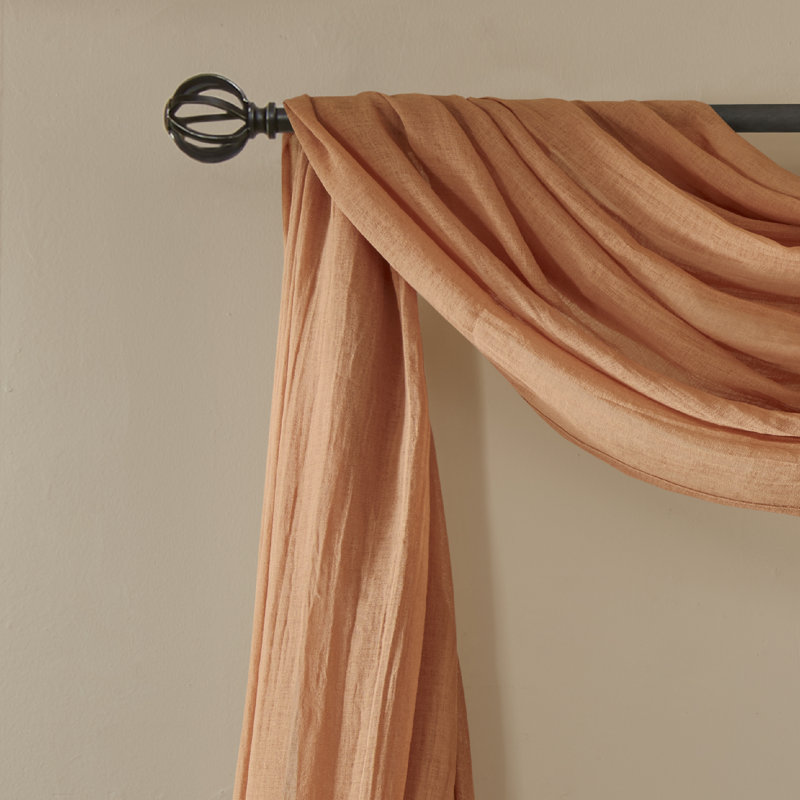 Cream 216" Crushed Sheer Window Scarf with Tabs