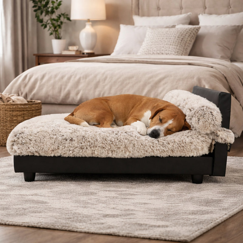 Lit orthopédique pour animaux Mid-Century, Brun, Moyen (H 18 po x l 20 po x P 28 po)