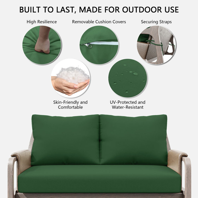 Ensemble de 3 coussins de remplacement de 5 po pour siège / dossier, Vert