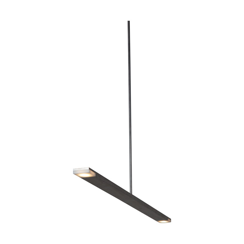 Luminaire suspendu carré / rectangulaire à 1 lumière avec accents en bois Virga, Noir anodisé, 2 700 K