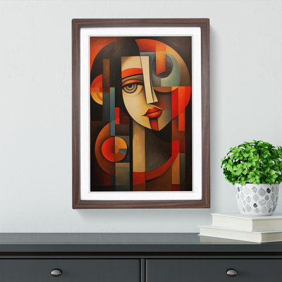 Indian Woman Cubism No.4 - Single Picture Frame Print on Wood