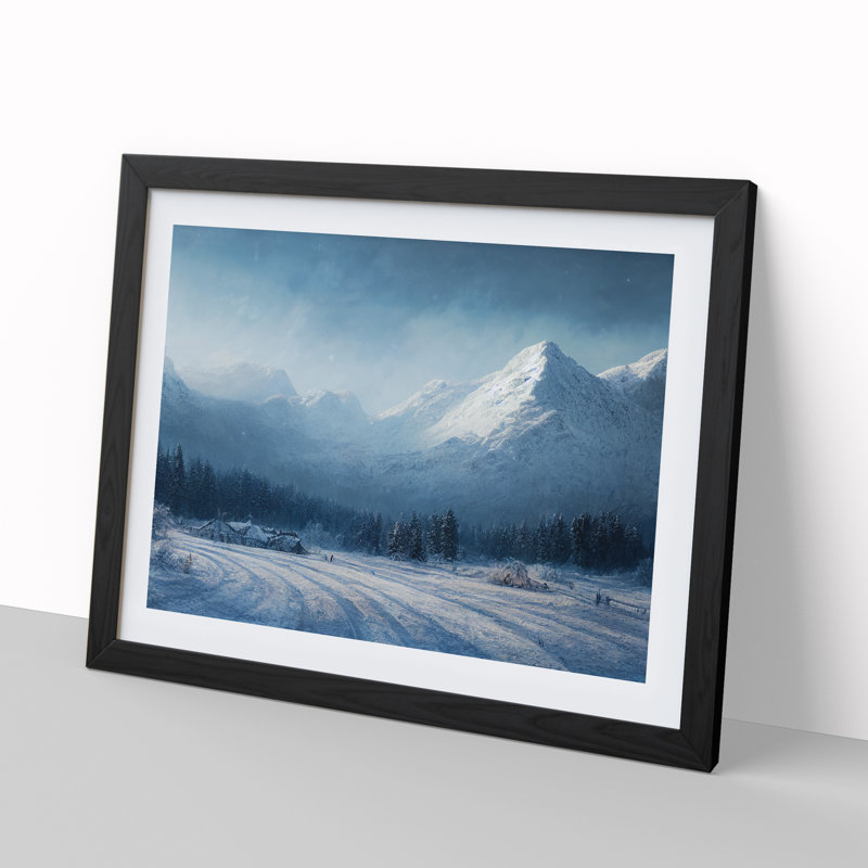 View of Winter Mountains Vol.3 - Framed Print, 46cm H x 64cm W x 2cm D, Black