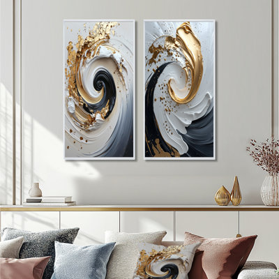 Cosmic Whirlpool I - Abstract Spirals Wall Art 2 Pieces Set