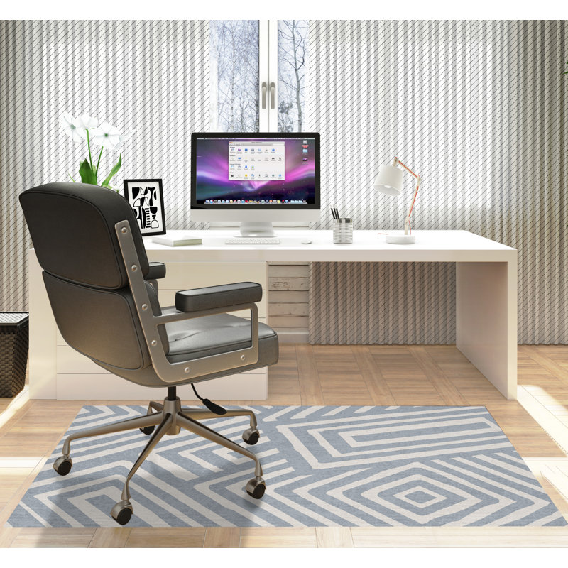 Tapis de chaise rectangulaire Bilo, H 48 po x l 72 po, Gris / beige