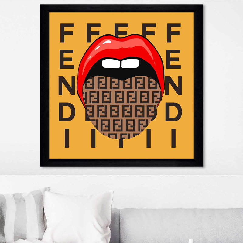 Tip of My Fendi Tongue (Square) par Jodi - impression, H 25,5 po x l 25,5 po x P 1 po, Cadre noir