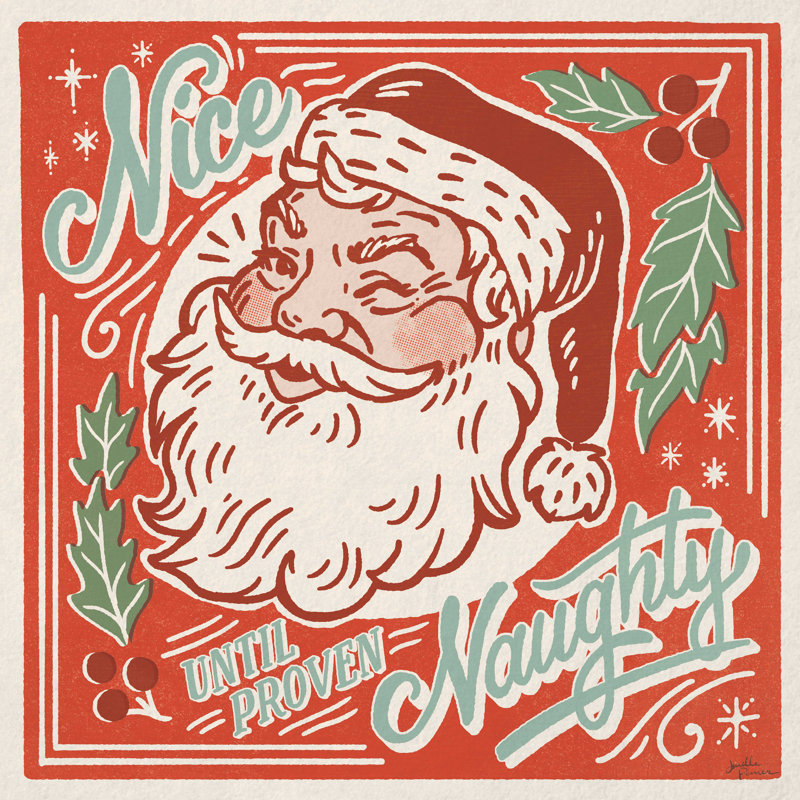 Naughty And Nice II, H 20 po x l 20 po, Imprimé avec cadre noir, Blanc