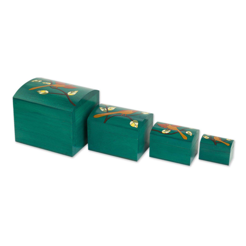 Ensemble de boîtes décoratives en bois 4 pièces entre branches Lasco