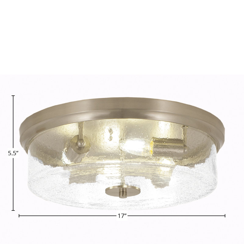 Sandon 17" Flush Mount, 4-Bulbs, With Bubble Glass, Brushed Nickel