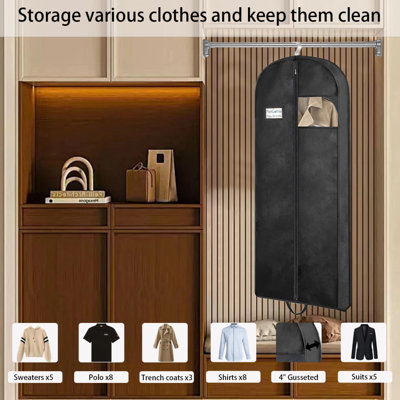 Garment Bags, Suit Bags For Closet Storage And Travel, Portable Garment Covers With Handle, Nonwoven Breathable Clothing Storage Bags With Zipper For Suit, Coat, Dress, Set Of 2