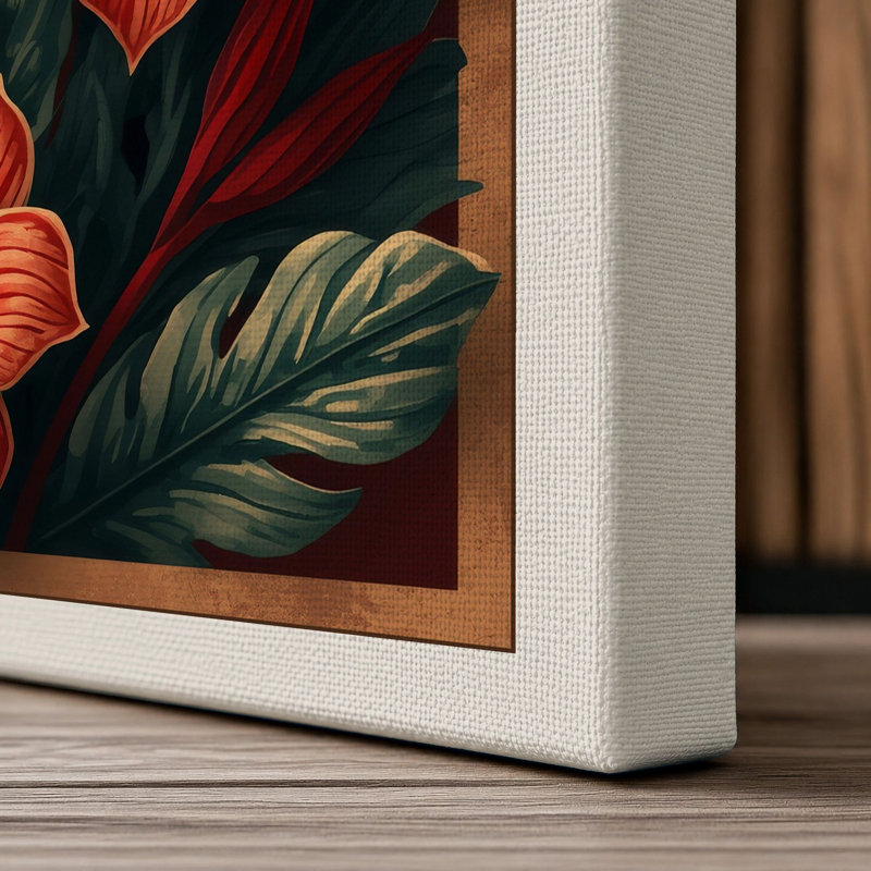 Hibiscus Study Botanical - Wrapped Canvas, 24x16 - 61.0 x 40.6 cm, Cream Border