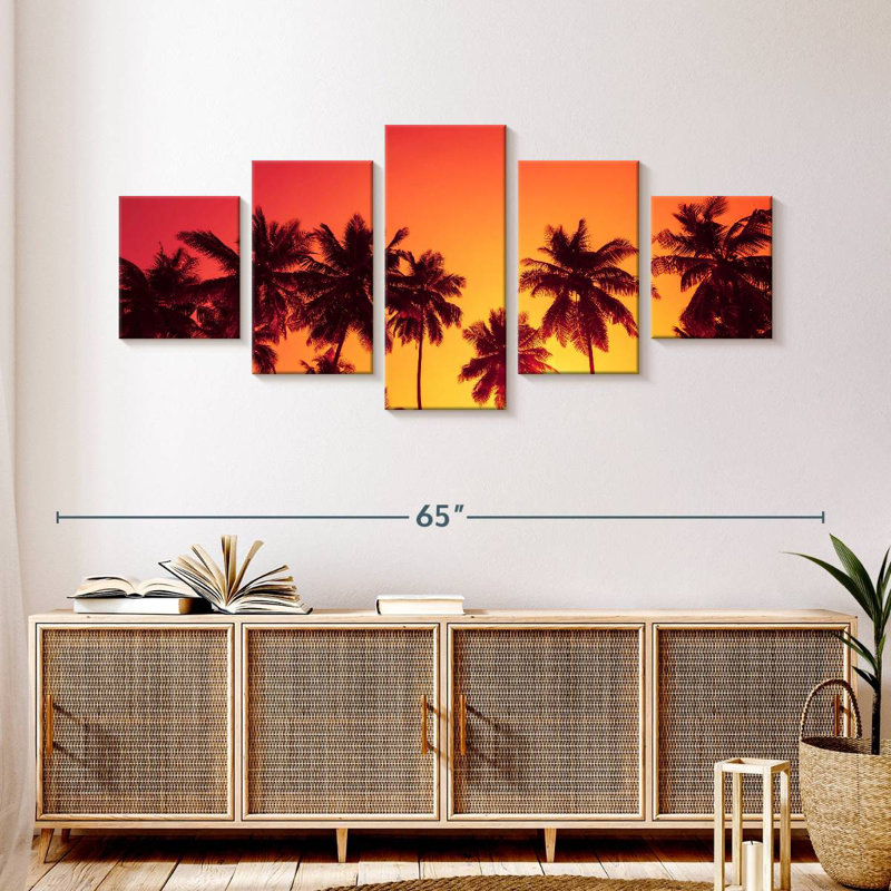 Sky Above Tropical Palm Trees, 24" H x 55" W