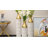 Medhansh White and Gold Floor Vase, Large Metal Floor Vase with Embossed Stripe Pattern, Antique White Finish (Set of 3)