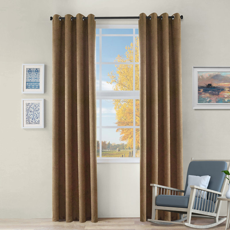 Kinlaw Textured Thermal Polyester Light Filtering Room Darkening Curtain Pair, 42" W x 96" L, Snow White
