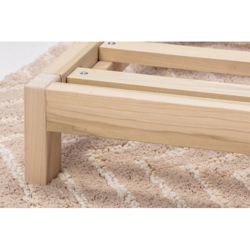 Lit plateforme en bois massif Everlei, Double