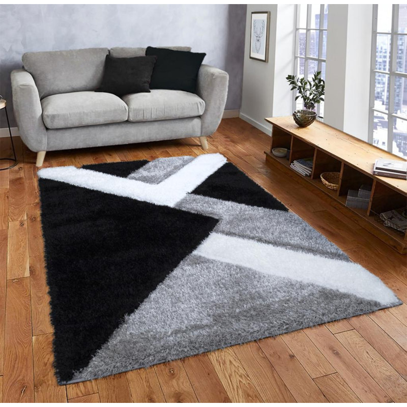 Woodbranch Geometric Shag Area Rug, Rectangle 200 x 290cm