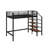Twin Size Metal Loft Bed With Shelf-937421954