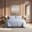 Ensemble de housse de couette en coton 3 pièces pour très grand lit, bleu