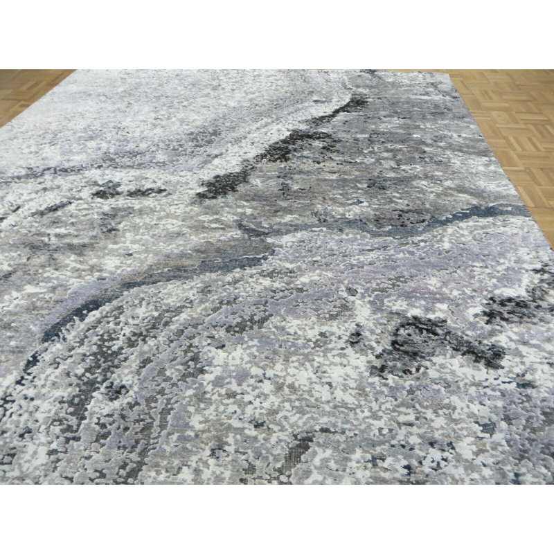 Tapis de zone noué la gris 8 pi x 9 pi 11 po one-of-kind