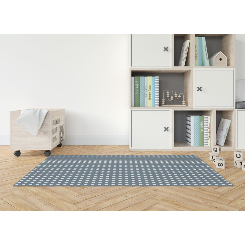 Dot Locked Slate Blue Kids Play Mat, Blue, Rectangle 60" x 84"
