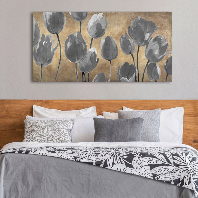 Grey Tulips by Luca Villa - No Frame Painting on Canvas, 60cm H x 120cm W x 4cm D
