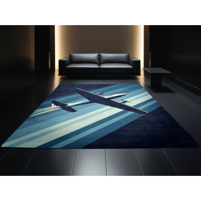 Tapis bleu marine en peluche douce Edingworth
